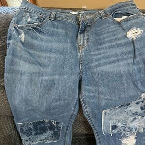 Old Navy, Light Blue Jeans, with Patchwork, Size 12